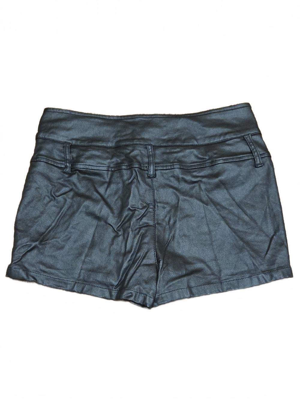 Ramisu | High-Waist Faux Leather Shorts with Front Zip | L - Picture 3 of 3